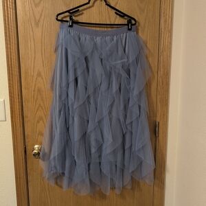 Elegant Layered Gray Midi Skirt